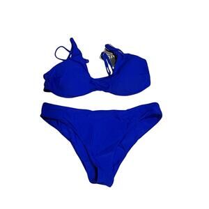 ZAFUL Women's Solid Spaghetti Strap Bralette Bikini Set Two Piece Swimsuit